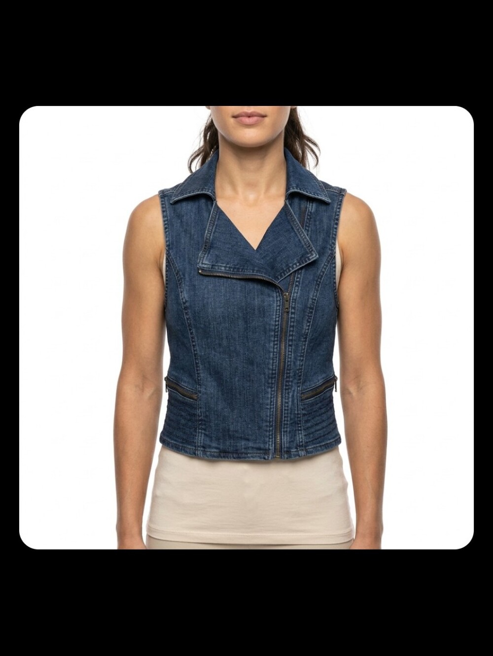 Redfox Jeans Denim Vest S Zip Moto 90s Grunge Western #8000